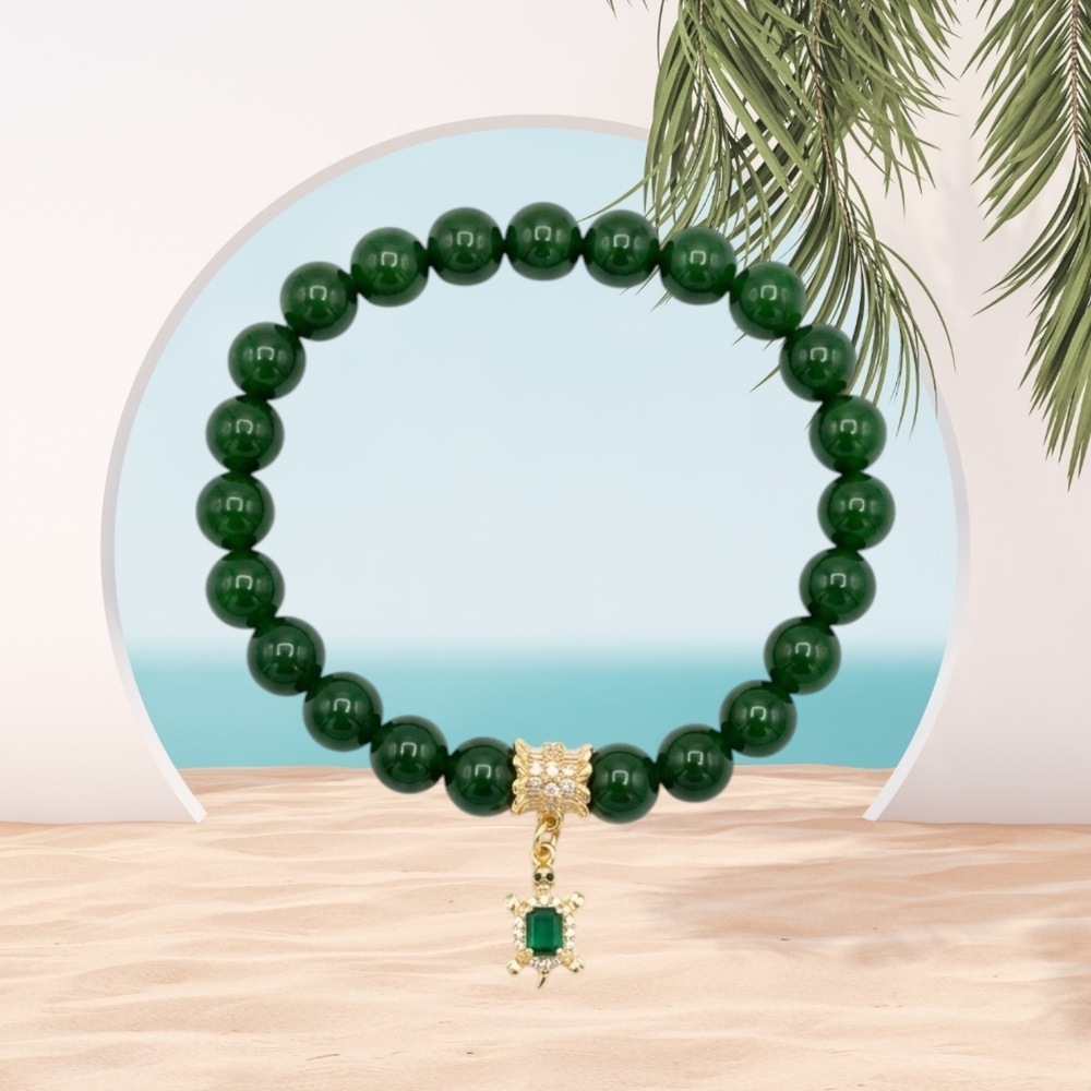 Jade Bracelet With Turtle Charm